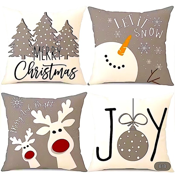 Festive Christmas Pillow Covers Set - Gray and White - Picture 1 of 1